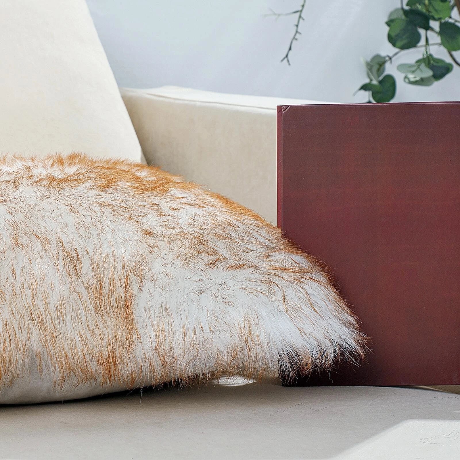 Excluding Insert Faux Fur Sheepskin Pillow Cover White Shag Fuzzy 20x20 Inch ...