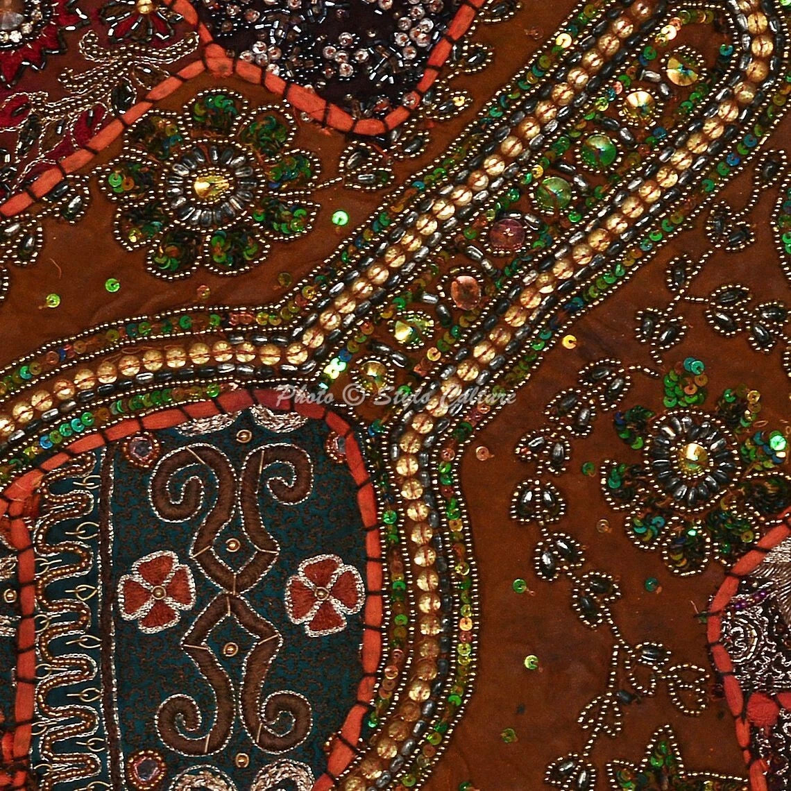 Home Decor Pillow Cover Beaded Bohemian Boho Cushion Cover Throw 16 x 16 in