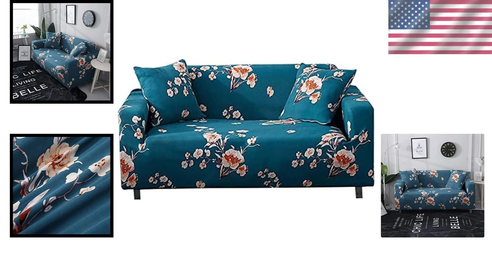 Elegant Printed Love Seat Cover with Free Pillowcase - Snug Fit for 2 Seater