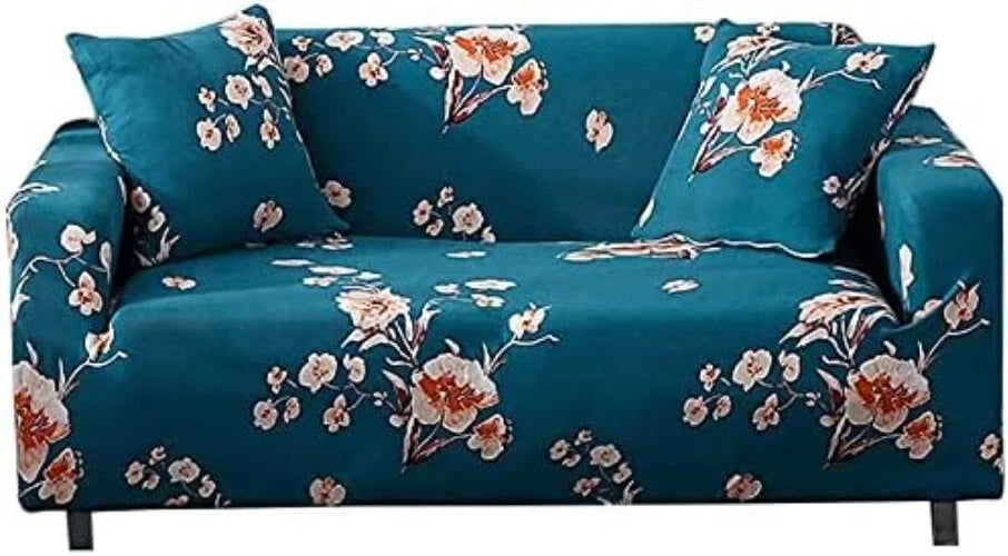 Elegant Printed Love Seat Cover with Free Pillowcase - Snug Fit for 2 Seater
