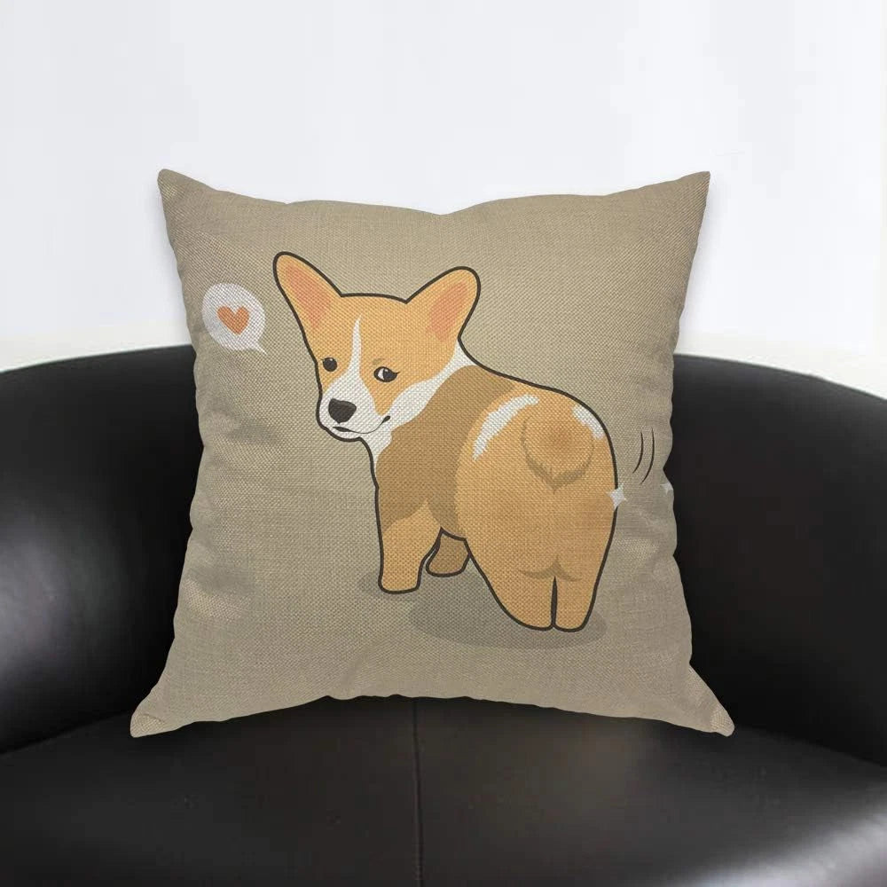 Corgi Dog Throw Pillow Cover Shiny Butt Cute Dog Animal Pet Puppy Cartoon Lovely