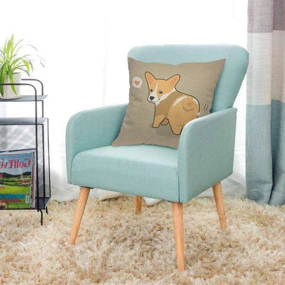 Corgi Dog Throw Pillow Cover Shiny Butt Cute Dog Animal Pet Puppy Cartoon Lovely