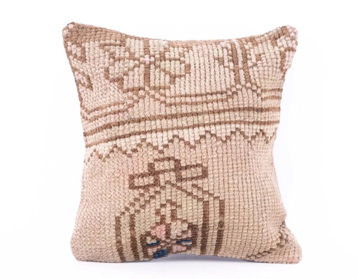 Handmade Kilim Wool Jute Cushion Cover 12x12 Hand-woven Pillowscase