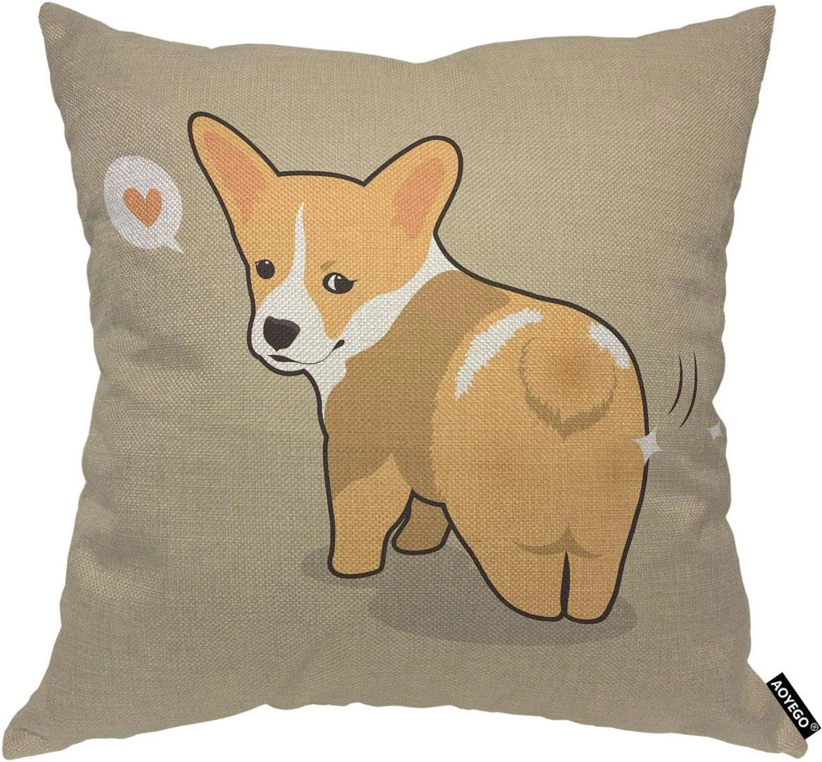 Corgi Dog Throw Pillow Cover Shiny Butt Cute Dog Animal Pet Puppy Cartoon Lovely