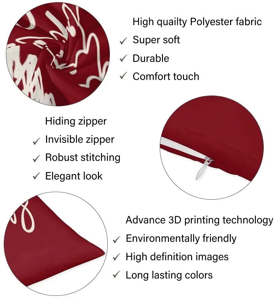 Merry Christmas Throw Pillow Cover Queen Size Winter Holiday Christmas Tree L...