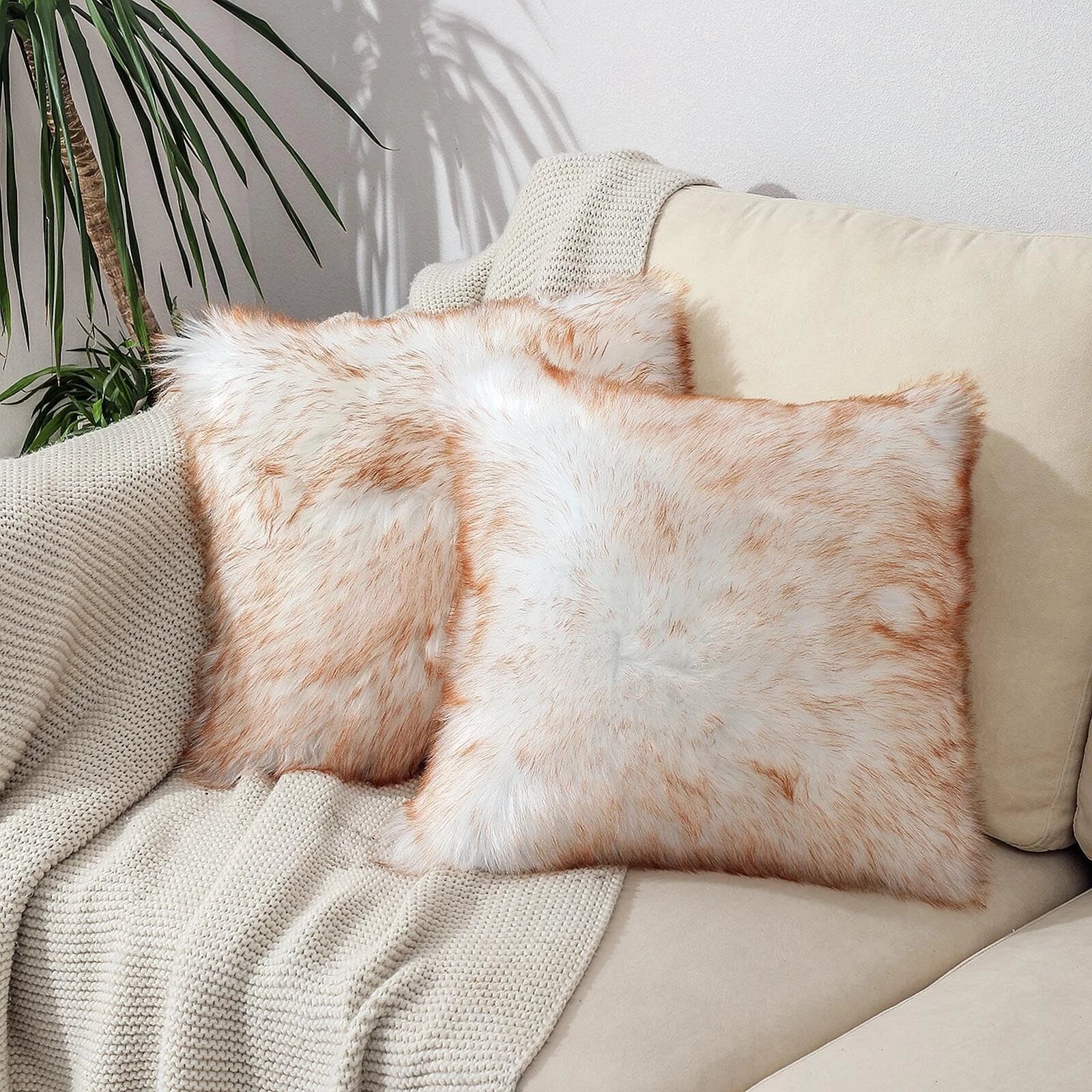Excluding Insert Faux Fur Sheepskin Pillow Cover White Shag Fuzzy 20x20 Inch ...