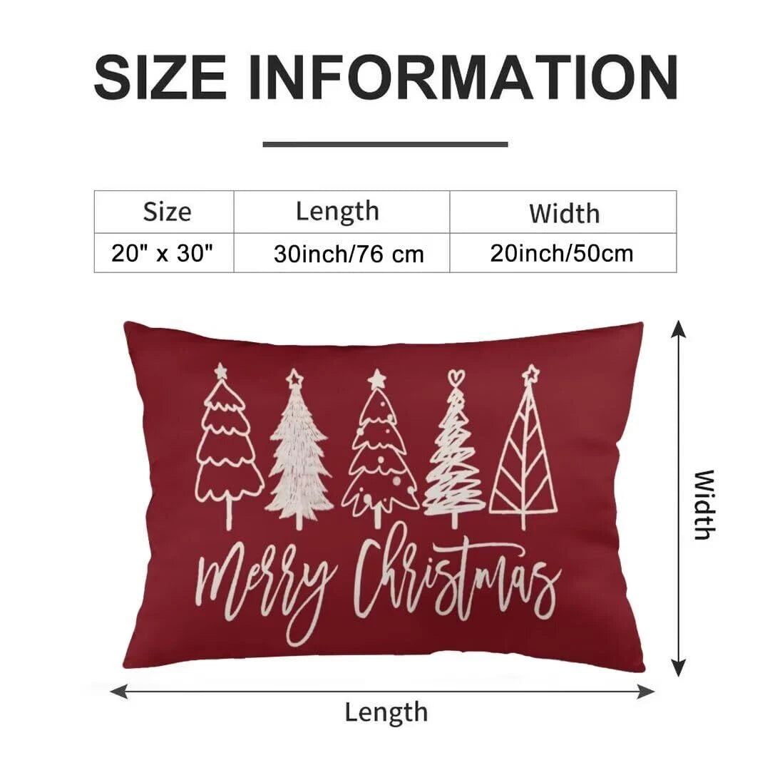 Merry Christmas Throw Pillow Cover Queen Size Winter Holiday Christmas Tree L...