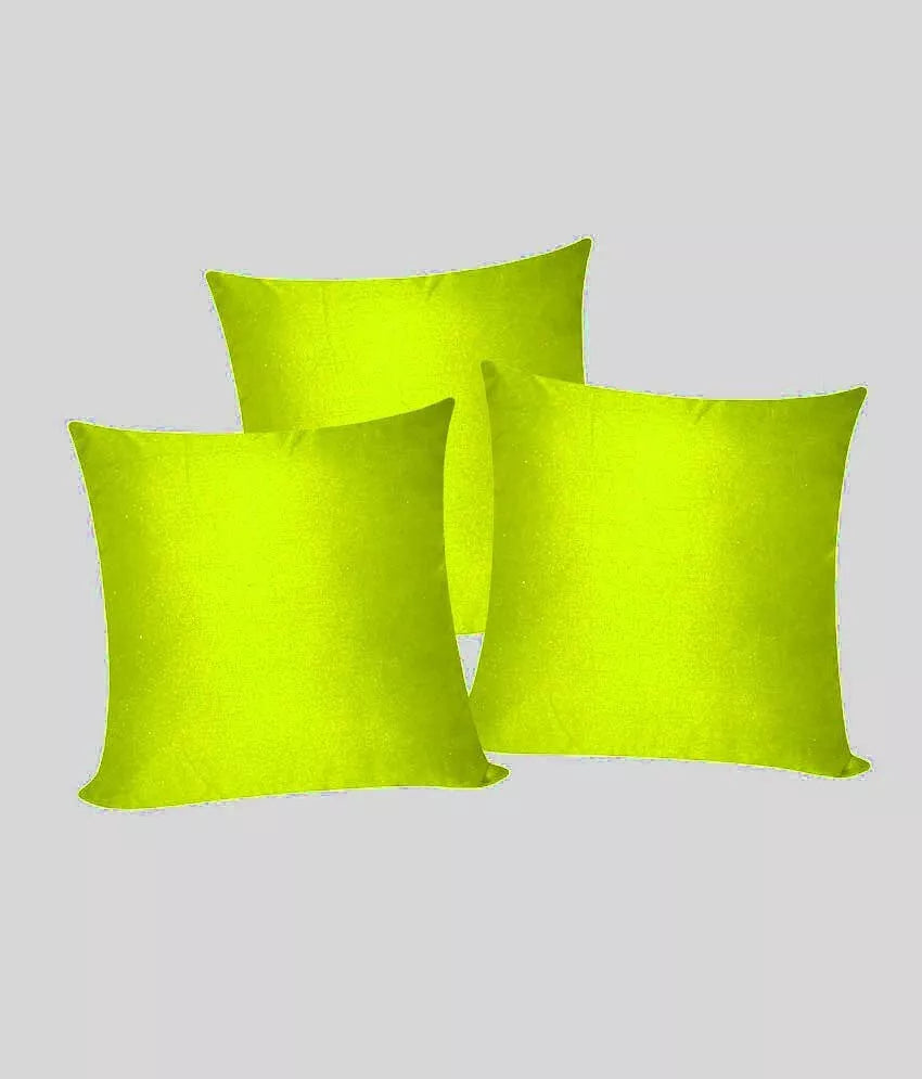 3 x Plain Satin 14x14 Lemon Cushion Cover / Pillow Cases /Sofa Décor