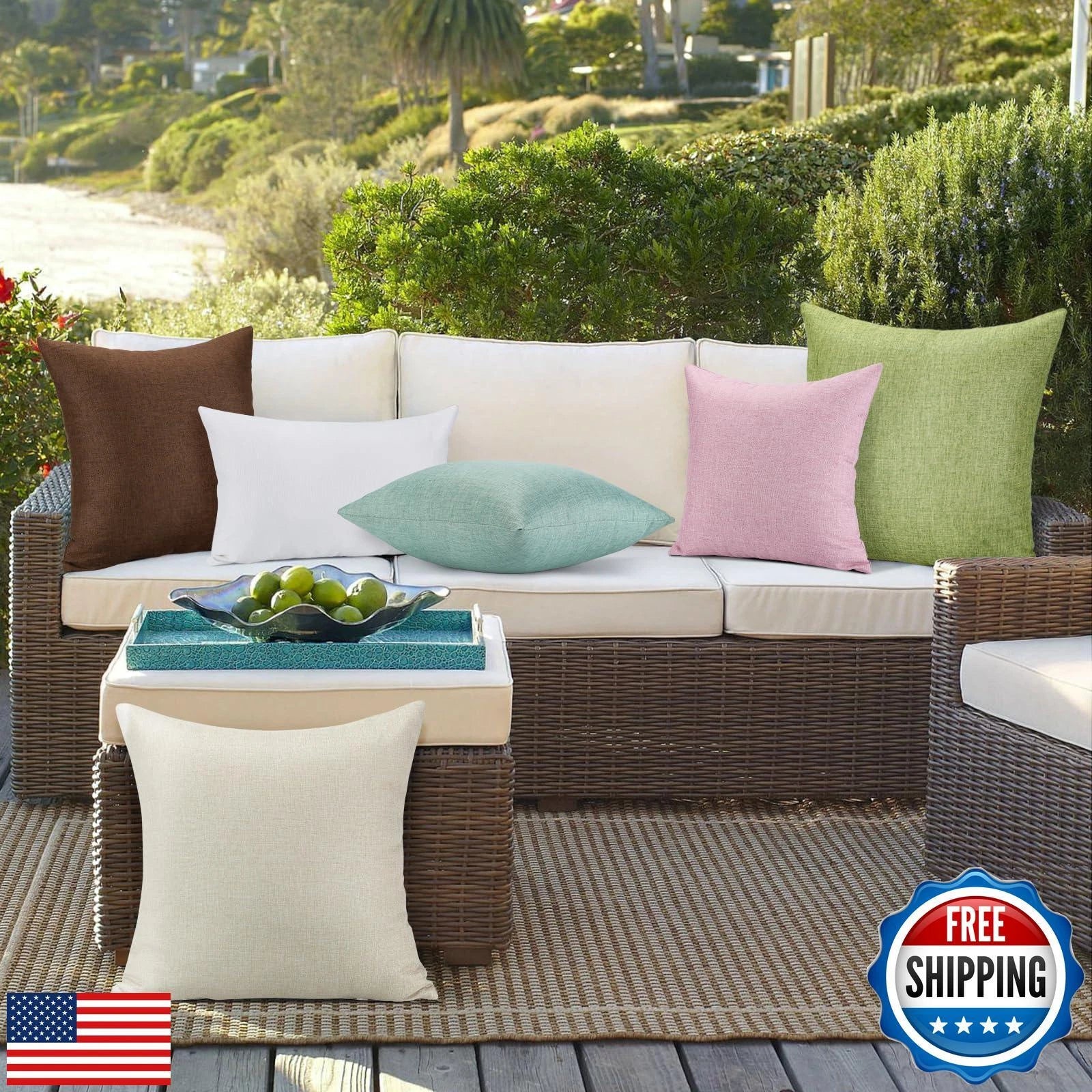 OTOSTAR Pack of 2 Decorative Outdoor Waterproof Throw Pillow Covers 12x20 Inc