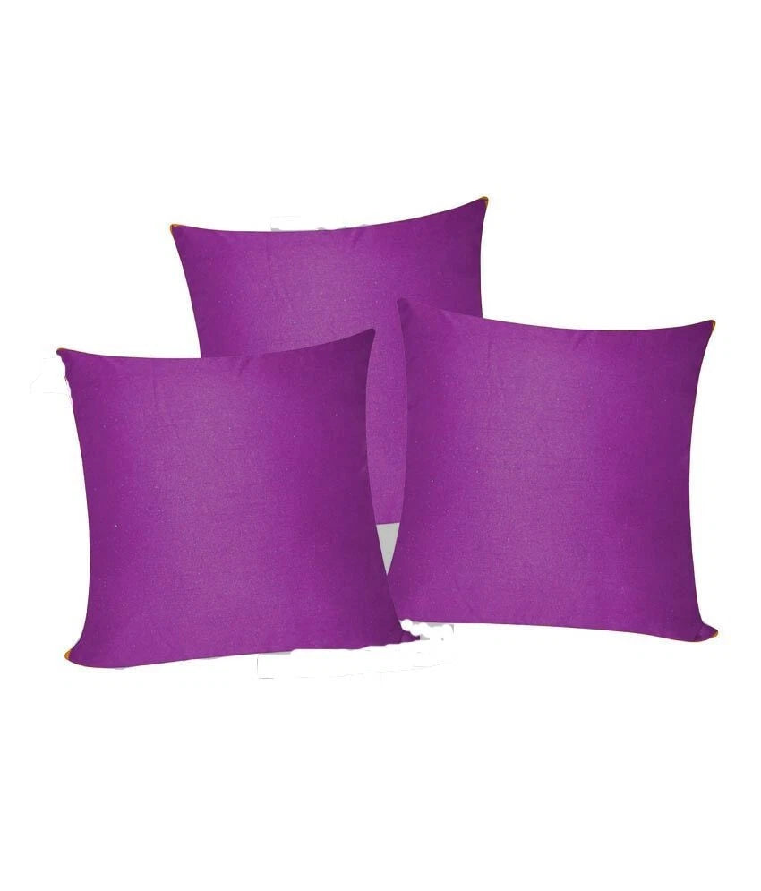 3 x Plain Satin 41x41 Brinjal Cushion Cover / Pillow Cases /Sofa Décor