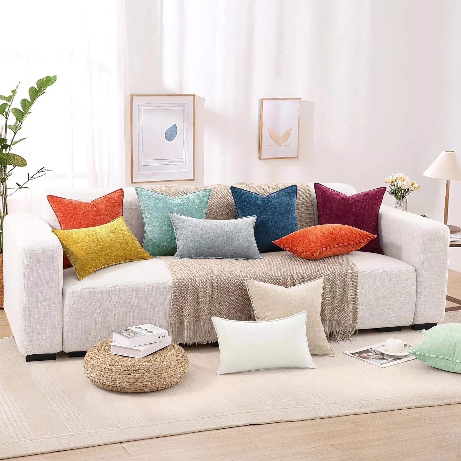 decorUhome Couch Throw Pillow 18" x (Pack of 2), Natural Beige