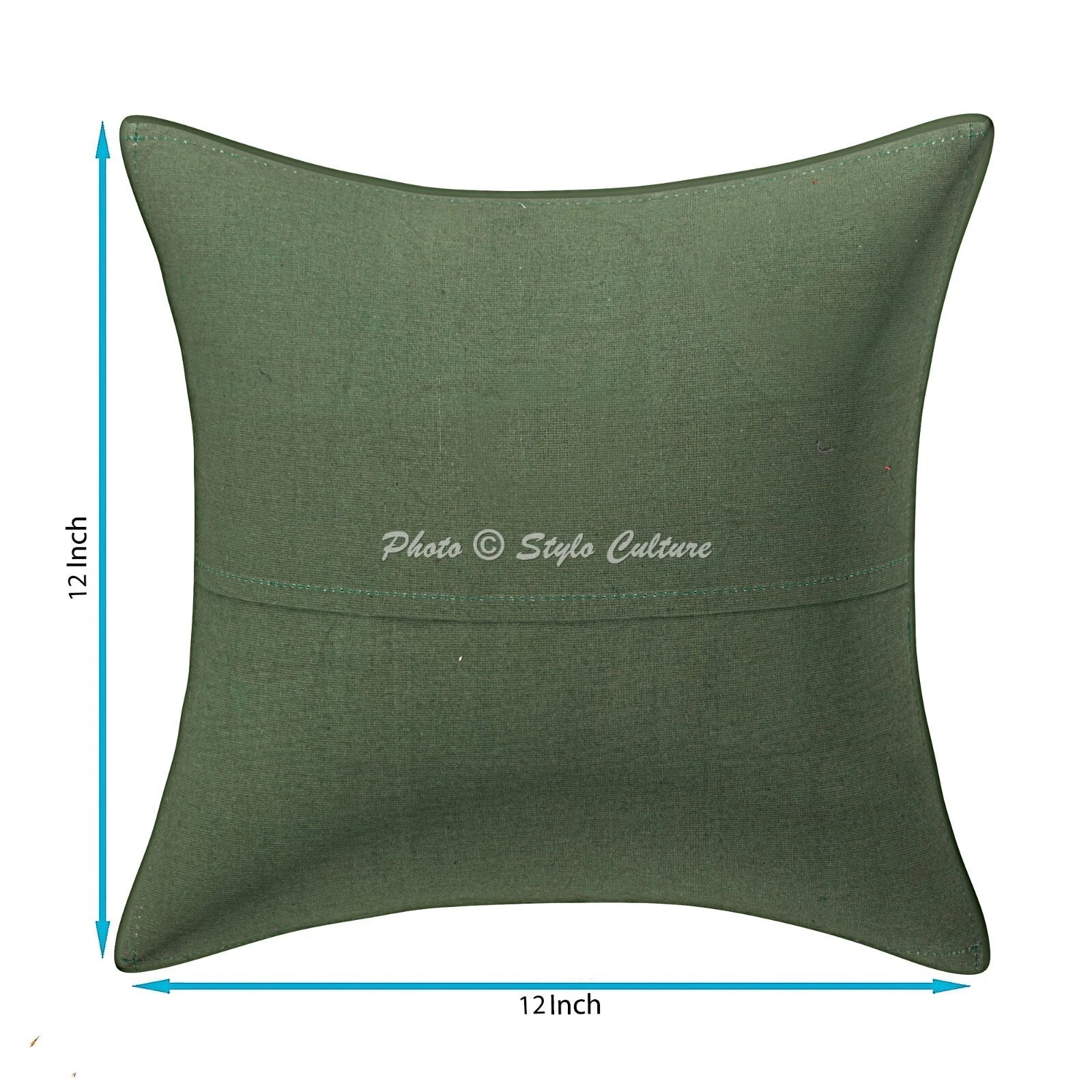 Green Cushion Cover Vintage Gypsy Handmade Indian Ethnic Tribal Hippie Pillow