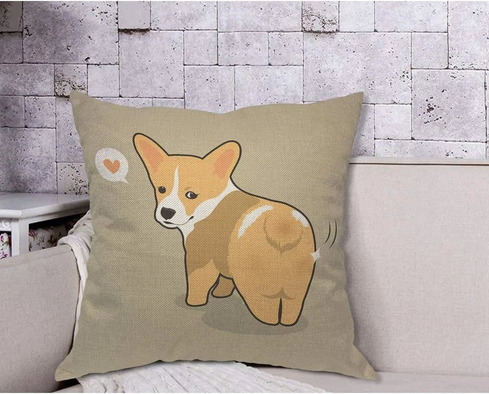 Corgi Dog Throw Pillow Cover Shiny Butt Cute Dog Animal Pet Puppy Cartoon Lovely