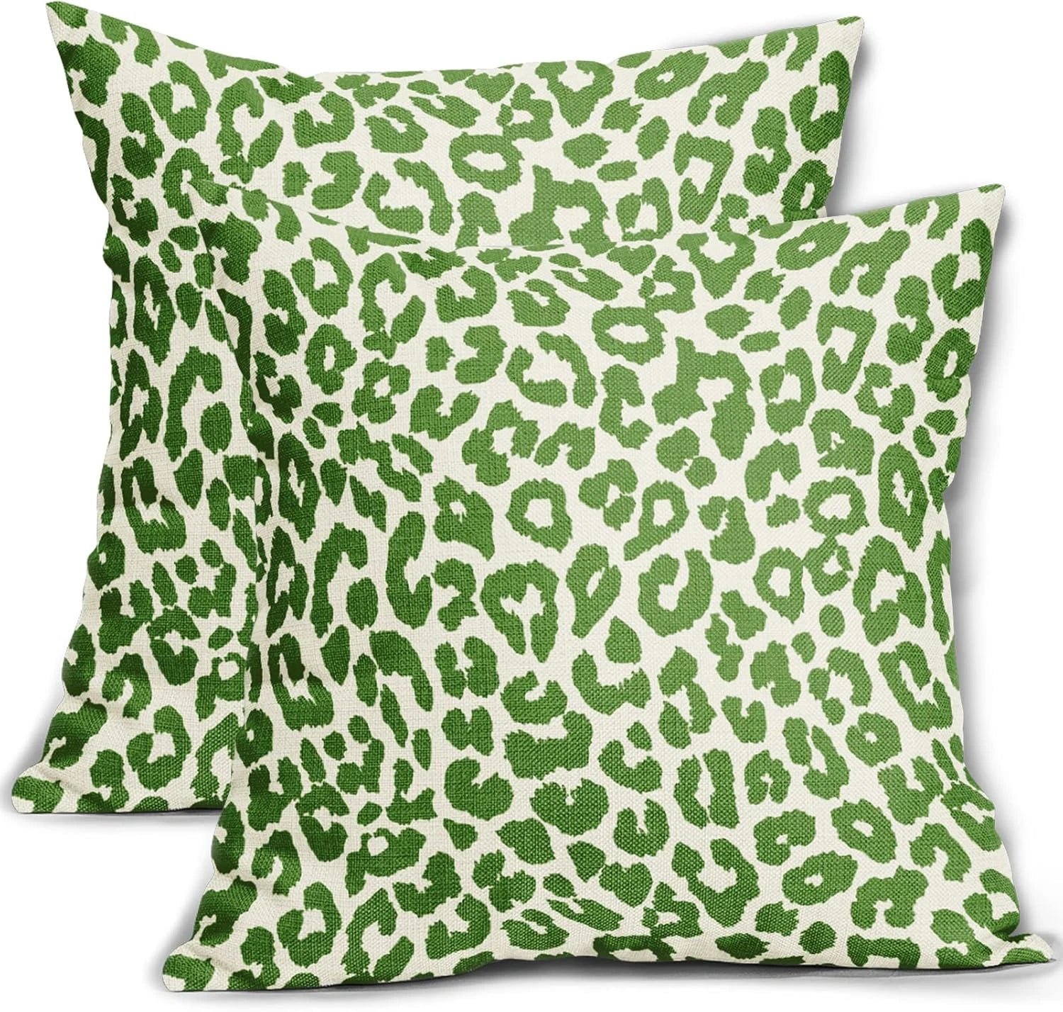 Lime Green Leopard Print Pillow Covers 18X18 Set of 2 Preppy Room Decor Cheetah
