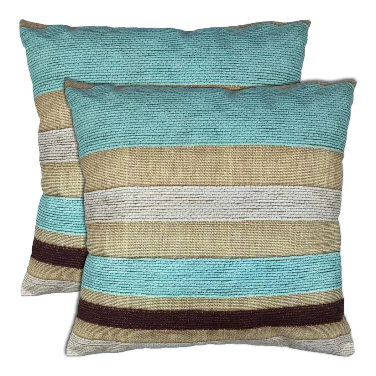 20X20 Beige and Teal Decorative Pillow Covers Turquoise and Brown Couch Pillo...
