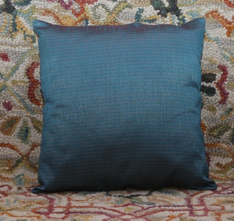 Ethnic 16 " Striped Indian Dupioni Brocade Silk Pillow/Cushion Cover Light Green