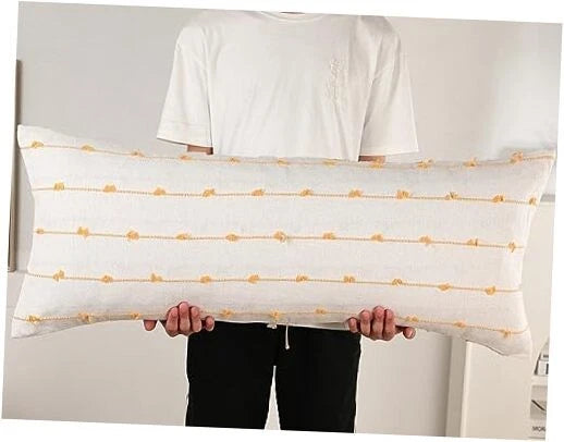 Extra Long Body Pillow case 12 x 48 Inch,Striped 48" x 12" (Pack of 1) Yellow