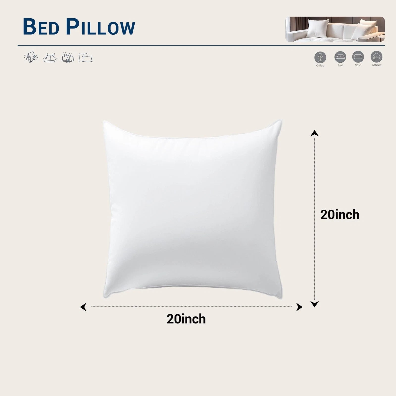 20x20 Pillows Inserts Set of 2, Machine Washable Throw Pillow Inserts with So...