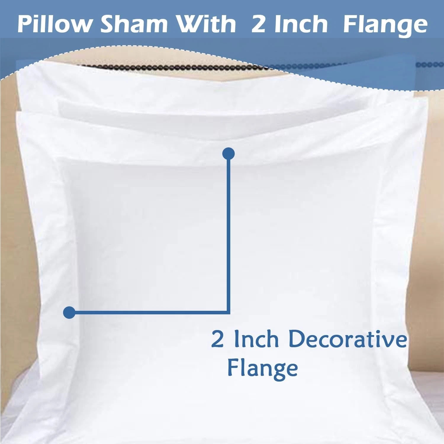European Square Pillow Shams Set – White Solid Egyptian Cotton Envelope Closu...