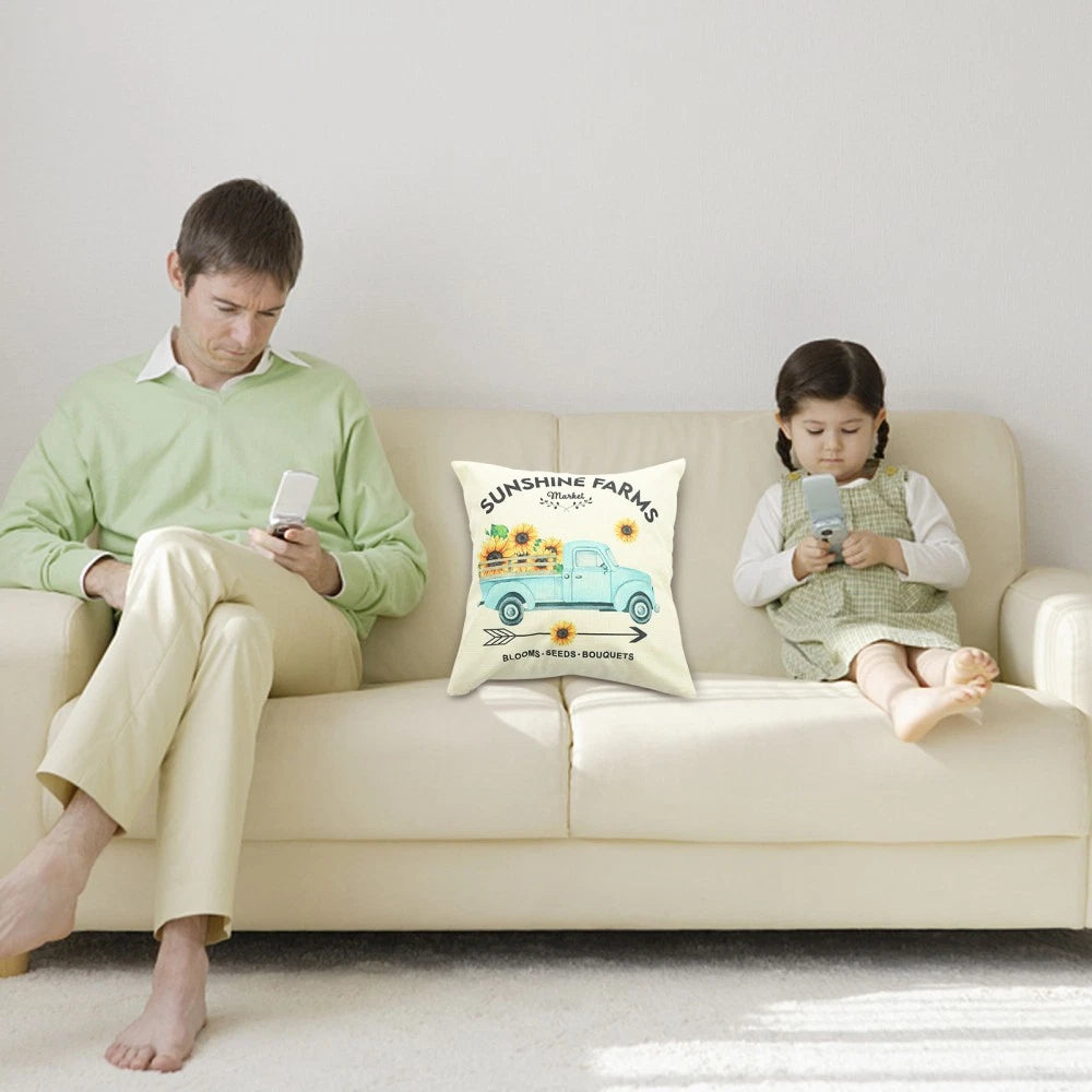 3 Pcs Throw Pillow Case Sunflower Cushion Pillows for Sofa Pillowcase