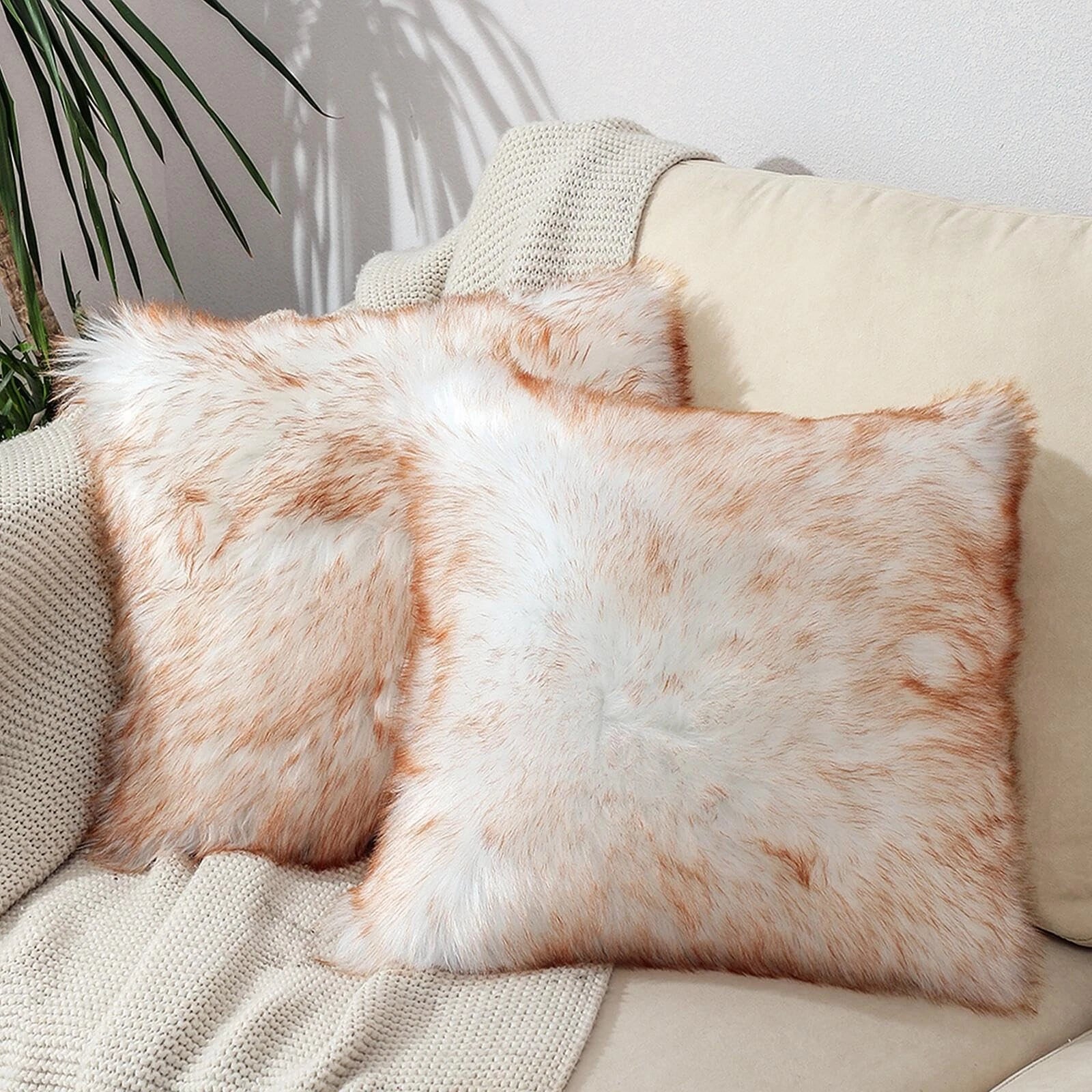 Excluding Insert Faux Fur Sheepskin Pillow Cover White Shag Fuzzy 20x20 Inch ...