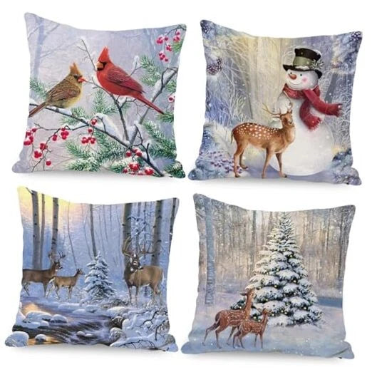 Christmas Pillow Covers 20x20 Set of 4, Winter 20" x 20" (Pack of 4) Color 8