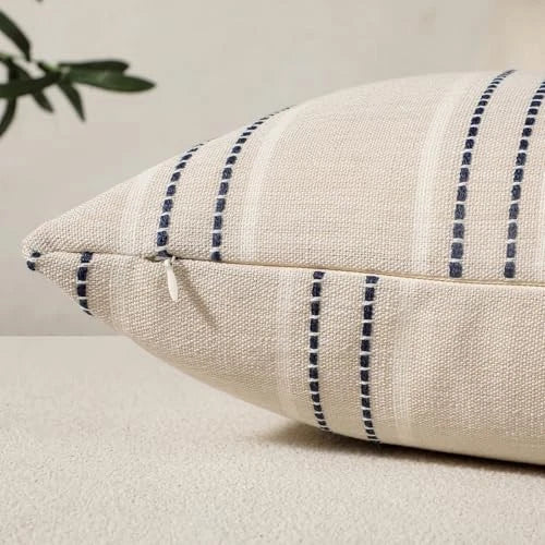 Decorative Navy Pillow Covers 18x18 Striped 18" x 18" (Pack of 2) Navy Blue