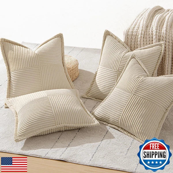 MIULEE Beige Throw Pillow Covers 20x20 Inch 4 Packs Soft Boho Decorative Pill
