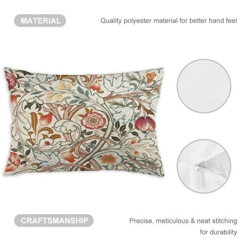 Flower Red William Morris Throw Pillow Covers 12x20 Inch 12"x20" Color 3