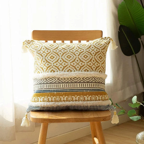 Boho Tufted Decorative Throw Pillow Covers for Couch Sofa - Modern Moroccan Pill