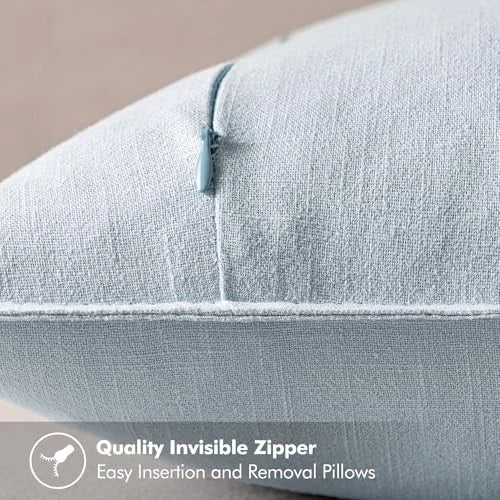 Decorative Linen Euro Sham Pillow Covers6x6 26" x 26" (Pack of 2) 2 Light Blue