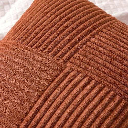 Corduroy Pillow Covers Pack of 2 Boho 20" x 20" (Pack of 2) Dark Rust
