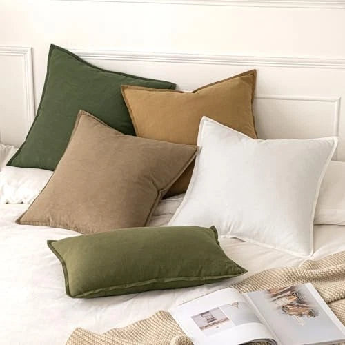 Decorative Linen Pillow Covers8x8 Inch Boho 28" x 28" (Pack of 2) 2 Khaki