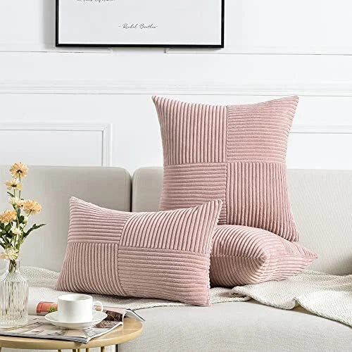 Lumbar Decorative Throw Pillow Covers 12x20 Inch for 20" x 12" Blush Pink