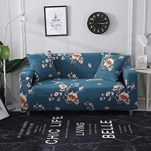 Elegant Printed Love Seat Cover with Free Pillowcase - Snug Fit for 2 Seater