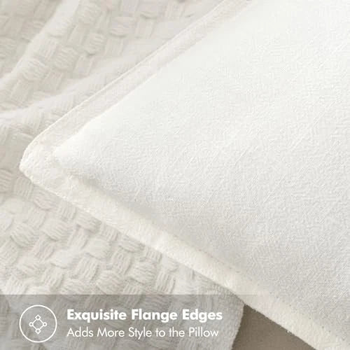 Decorative Linen Pillow Covers 24x24 Inch 24" x 24" (Pack of 2) Cream White