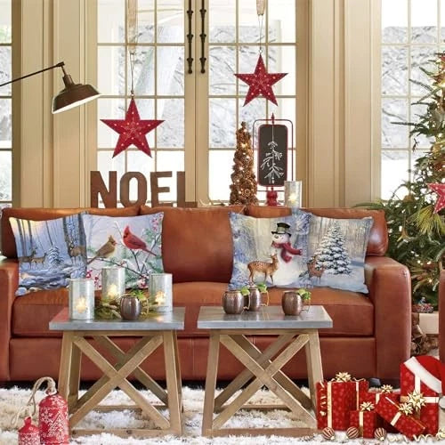 Christmas Pillow Covers 20x20 Set of 4, Winter 20" x 20" (Pack of 4) Color 8