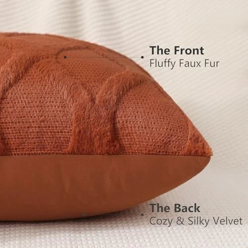 Fall Throw Pillow Covers 12x20 Inch Set of 2, Soft 20" x 12" (Pack of 2) Rust