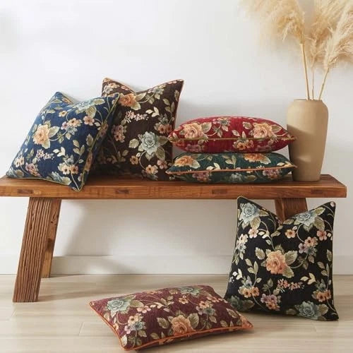 Boho Floral Pillow Covers 26x26 Inch Set of 2 26" x 26" (Pack of 2) Black