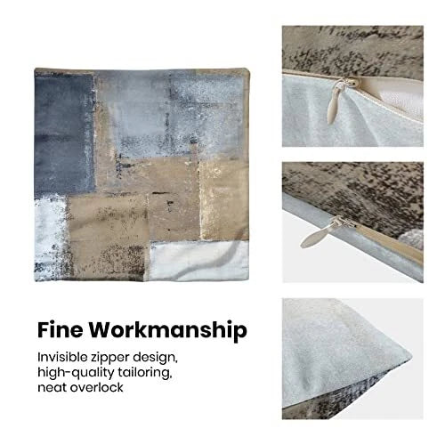 Beige Pillow Covers 16x16 Set of 2, 16" x 16" (Pack of 1) Beige Grey Abstract