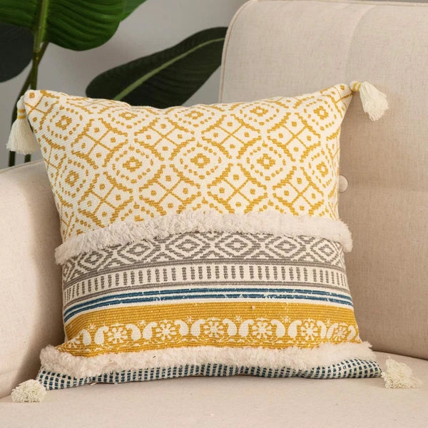 Boho Tufted Decorative Throw Pillow Covers for Couch Sofa - Modern Moroccan Pill