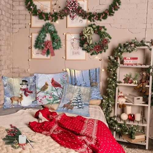 Christmas Pillow Covers 20x20 Set of 4, Winter 20" x 20" (Pack of 4) Color 8