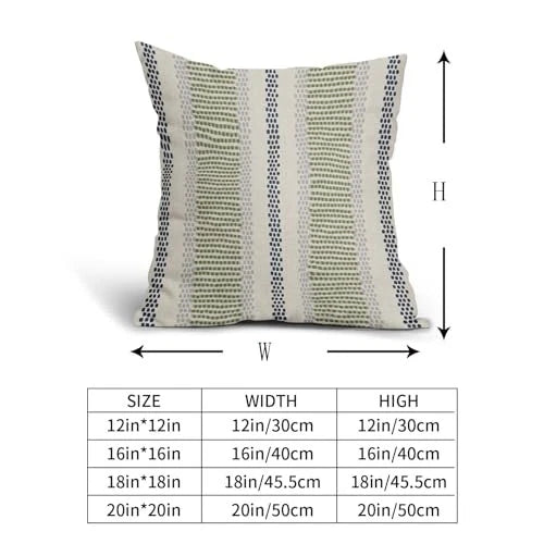 Navy Blue Lime Green Pillow 18" x 18" (Pack of 2) Blue Green Grey Boho Striped