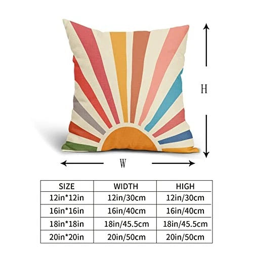 Boho Sun Sunshine Pillow Covers 18X18 Sunset 18" x 18" (Pack of 2) Rainbow