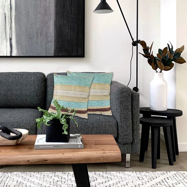 20X20 Beige and Teal Decorative Pillow Covers Turquoise and Brown Couch Pillo...