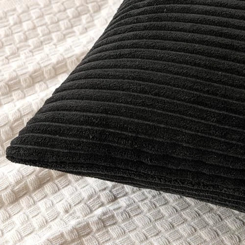 Corduroy Pillow Covers Pack of 2 Boho Decorative 26" x 26" (Pack of 2) Black