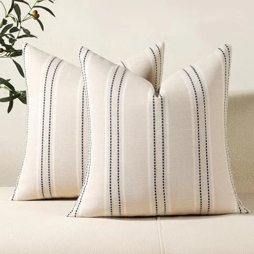 Decorative Navy Pillow Covers 18x18 Striped 18" x 18" (Pack of 2) Navy Blue