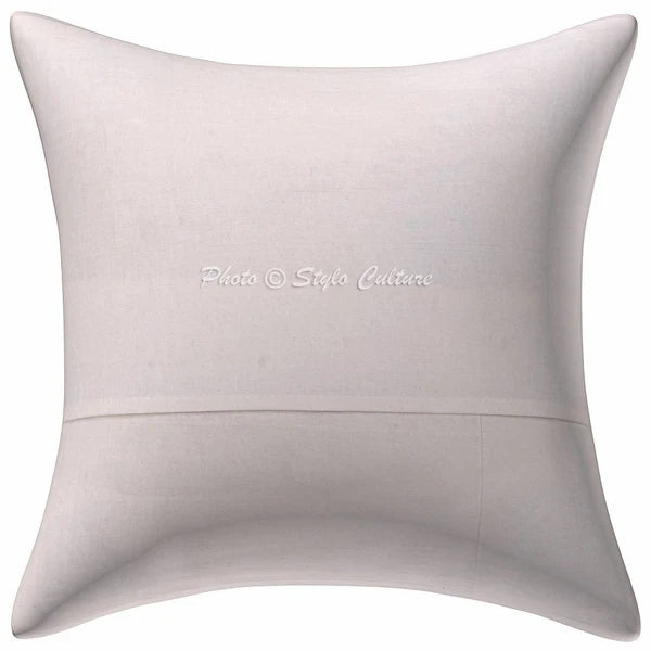 Dorm Decor Cotton Kantha Sofa Cushion Cover White Tropicana Pillow Cover