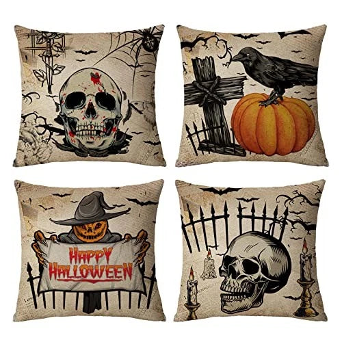 Halloween Pillow Covers 18x18 Set of 4 18" x 18" (Pack of 4) A-halloween 16