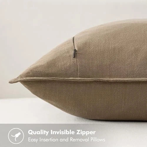 Decorative Linen Pillow Covers8x8 Inch Boho 28" x 28" (Pack of 2) 2 Khaki